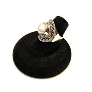 Sterling Silver Cultured Pearl Ring Size 6